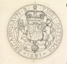 Dos bocetos de diseño para el Florín y el Chelín, 1891